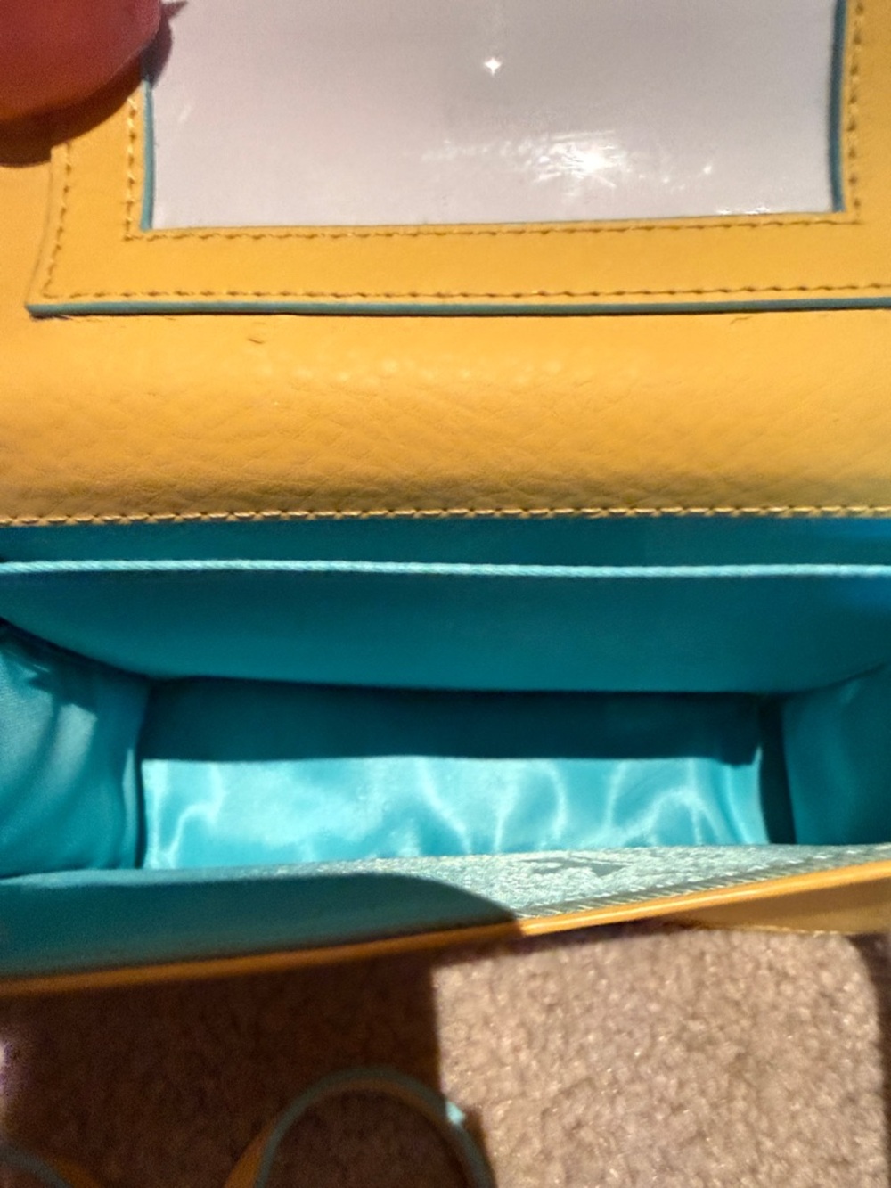 BRAND NEW Baekgaard Yellow Leather City Hipster Crossbody. Lemon/Caribbean Blue - Picture 5 of 9